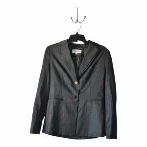 Calvin Klein Gray Pinstripe Blazer Womens Size 4 Two Button EUC Business Casual